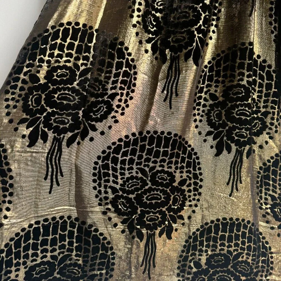 BCBG Runway Gold Metallic Flocked Velvet Floral Mini Dress S - Picture 5 of 8